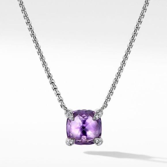 David Yurman Jewelry - David Yurman Silver Necklace with Purple Gemstone